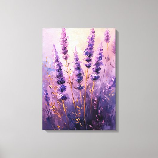 Lavendel Bloemen Olieverfschilderij Portret Canvas Afdruk (Voorkant)