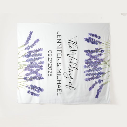 Lavendel Bloemen Paars Bloemen Bruiloft Wandkleed (Voorkant (horizontaal))