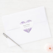 Lavendel Bloemen Paarse Groene Bruiloft Hart Sticker (Envelop)