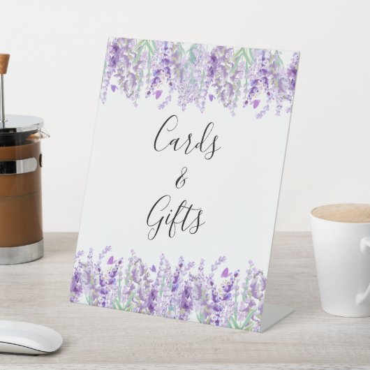 Lavendel Bloemen Paarse Groene Kaarten Cadeaus Bru Reclamebord Met Voetstuk (Insitu)