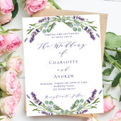 Lavendel bloemen paarse script huwelijksuitnodigin
