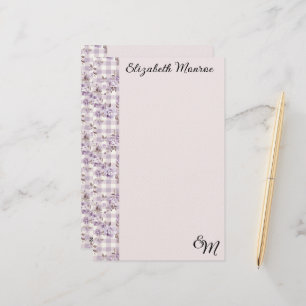 Lavendel Bloemen Plaid Briefpapier