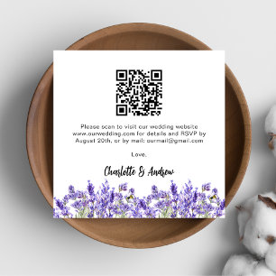 Lavendel bloemen QR code bruiloft RSVP Informatiekaartje
