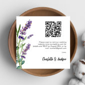Lavendel bloemen QR code bruiloft RSVP Informatiekaartje