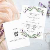 Lavendel bloemen QR Details bruiloft uitnodiging