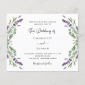 Lavendel bloemen QR RSVP budget bruiloft uitnodigi (Voorkant)