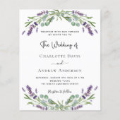 Lavendel bloemen QR RSVP budget bruiloft uitnodigi (Voorkant)