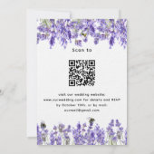Lavendel bloemen QR RSVP details luxe bruiloft Kaart (Achterkant)