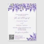 Lavendel bloemen QR RSVP details luxe bruiloft Magnetische Uitnodiging (Voorkant)