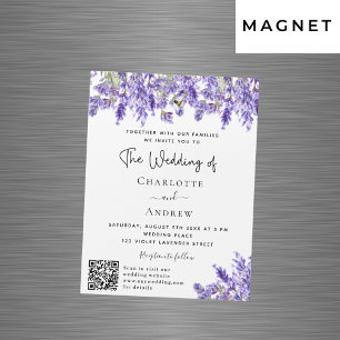 Lavendel bloemen QR RSVP details luxe bruiloft Magnetische Uitnodiging