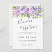 Lavendel Bloemen Roos Huwelijksuitnodiging Kaart (Voorkant)
