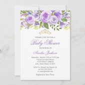 Lavendel Bloemen Roos Meisje Baby shower Kaart (Voorkant)