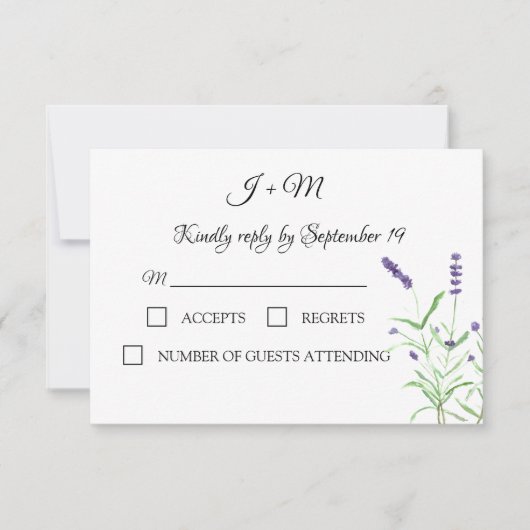 Lavendel Bloemen Rustieke bloemen Moderne RSVP (Voorkant)