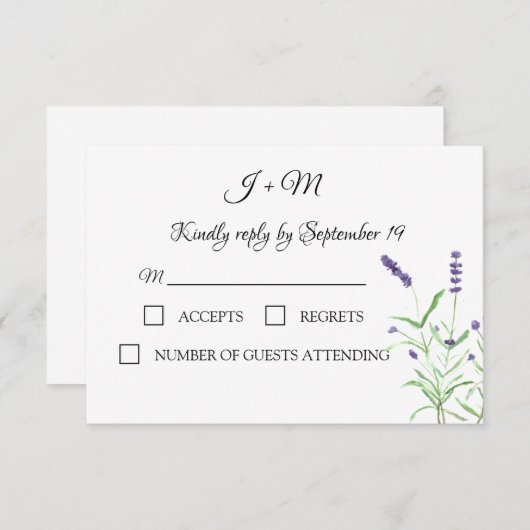 Lavendel Bloemen Rustieke bloemen Moderne RSVP (Voorkant / Achterkant)