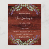 Lavendel bloemen rustieke bruin hout budget bruilo (Voorkant)