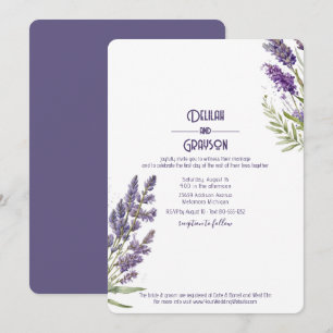 Lavendel bloemen rustieke Paarse bruiloft Kaart