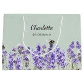 Lavendel bloemen salie groen bruidsmeisje groot cadeauzakje (Voorkant)