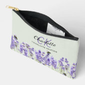 Lavendel bloemen salie groene naam monogram etui (Open)