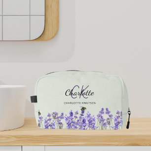 Lavendel bloemen salie groene naam monogram toilettasje