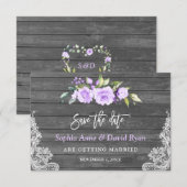 Lavendel Bloemen Schuur Hout Kant Trouwdag Save The Date (Voorkant / Achterkant)