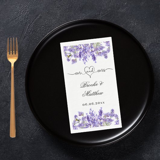 Lavendel bloemen script mr. hart bruiloft servet