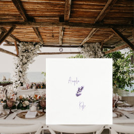 Lavendel Bloemen Script Namen Bruiloft Cocktail Servet