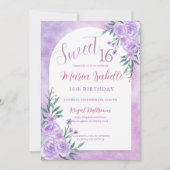Lavendel Bloemen Sweet 16 Verjaardag Uitnodiging (Voorkant)