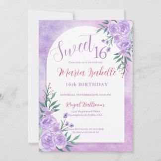 Lavendel Bloemen Sweet 16 Verjaardag Uitnodiging