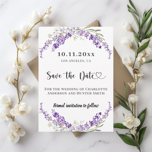 Lavendel bloemen trouw save the date
