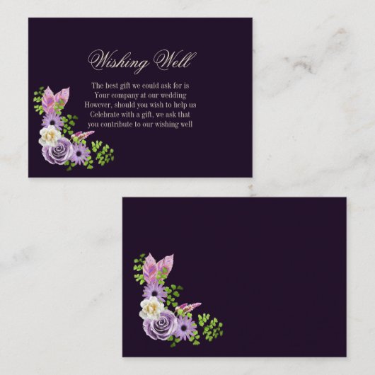 Lavendel Bloemen Trouwen Wishing Well Informatiekaartje (Voorkant / Achterkant)