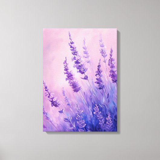 Lavendel bloemen veld illustratie canvas afdruk (Voorkant)