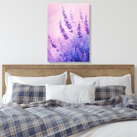 Lavendel bloemen veld illustratie canvas afdruk (Insitu (Slaapkamer))
