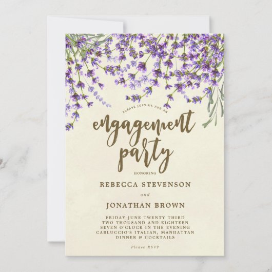 Lavendel bloemen verlovingsfeest uitnodiging (Voorkant)