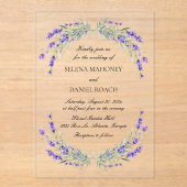 Lavendel Bloemen Violet bruiloft Acryl Uitnodigingen (Voorkant)