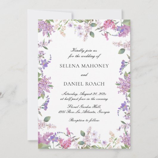 Lavendel Bloemen Violet bruiloft Kaart (Voorkant)