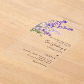 Lavendel bloemen violet duidelijke boog bruiloft acryl uitnodigingen (Laagn)