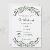 Lavendel bloemen violet groen luxe bruiloft kaart (Voorkant)