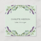 Lavendel bloemen violet groen QR code Vierkante Visitekaartje (Voorkant)