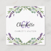 Lavendel bloemen violet monogram foto QR code Vierkante Visitekaartje (Voorkant)