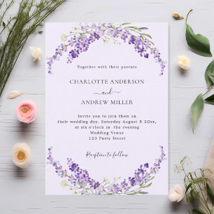 Lavendel bloemen violette avond bruiloft kaart