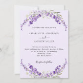 Lavendel bloemen violette avond bruiloft kaart (Voorkant)