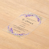 Lavendel bloemen violette bruiloft duidelijk acryl uitnodigingen (Laagn)