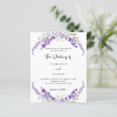 Lavendel bloemen violette bruiloft uitnodiging (Staand voorkant)