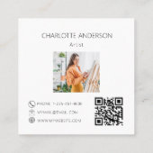 Lavendel bloemen violette foto logo QR code Vierkante Visitekaartje (Achterkant)