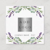 Lavendel bloemen violette foto logo QR code Vierkante Visitekaartje (Voorkant)
