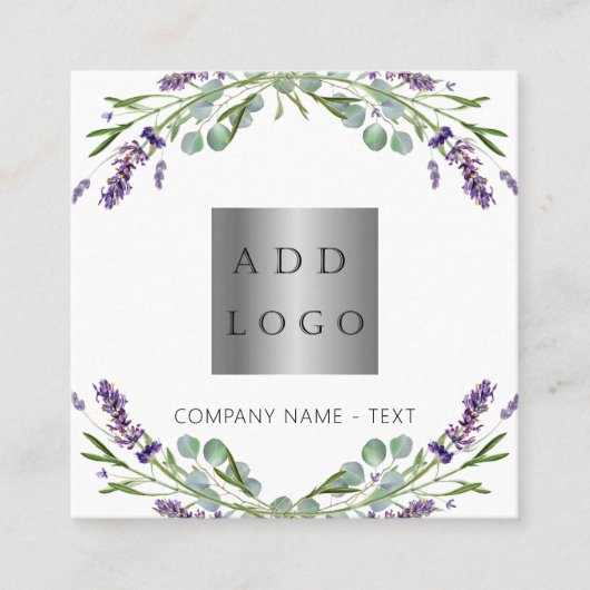 Lavendel bloemen violette foto logo QR code Vierkante Visitekaartje (Voorkant)