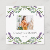 Lavendel bloemen violette foto QR code Vierkante Visitekaartje (Voorkant)