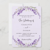 Lavendel bloemen violette linnen bruiloft kaart (Voorkant)