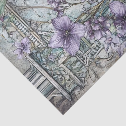 Lavendel Bloemen Vlinders & Raven Decoupage Tissuepapier (Detail)