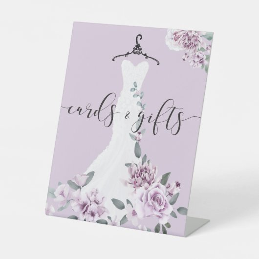 Lavendel Bloemen Vrijgezellenfeest Kaarten & Gesch Reclamebord Met Voetstuk (Voorkant)